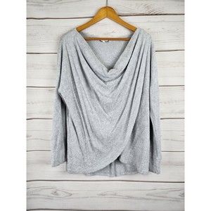 Eyeshadow Grey Swoop Neck Sweater Women's Large